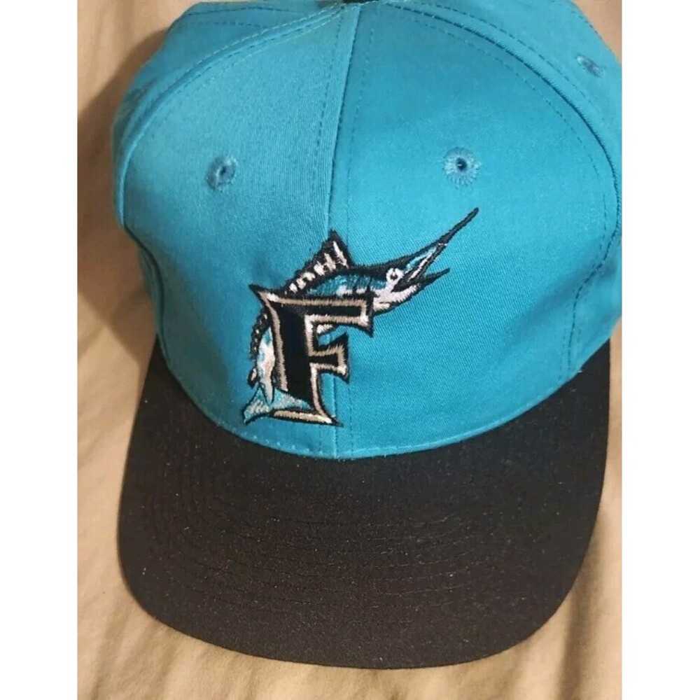Vtg Twins Florida Marlins MLB Snapback Teal Green Size OSFA